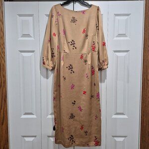 Ann Taylor Floral Satin-like Midi Dress size 10